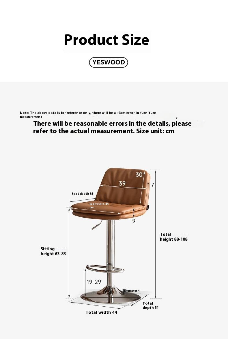 Leather High Backrest Rotating Bar Chair