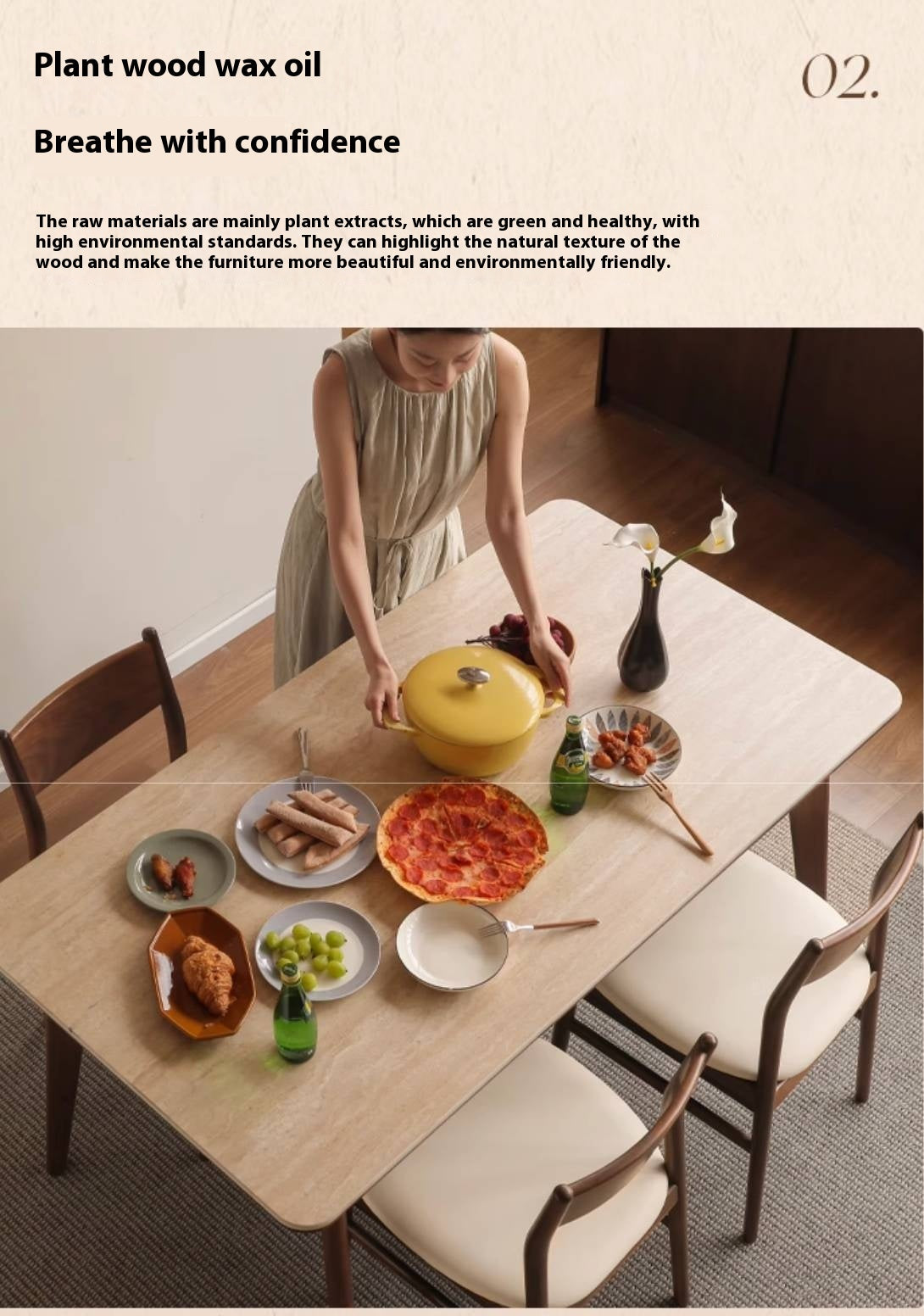 Black Walnut Solid Wood Vintage Rock Plate Dining Table