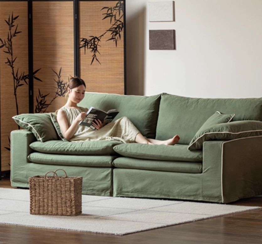 Cotton and Linen Sofa Wabi Sabi Style