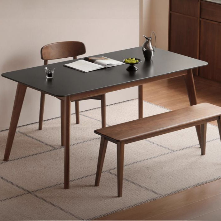Black Walnut Solid Wood Modern Rock Plate Dining Table