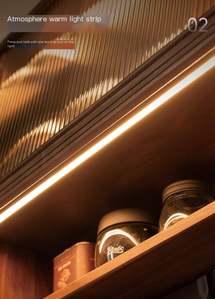 Black Walnut, Oak Solid Wood Light Luxury Style Rock Plate Storage Cabinet