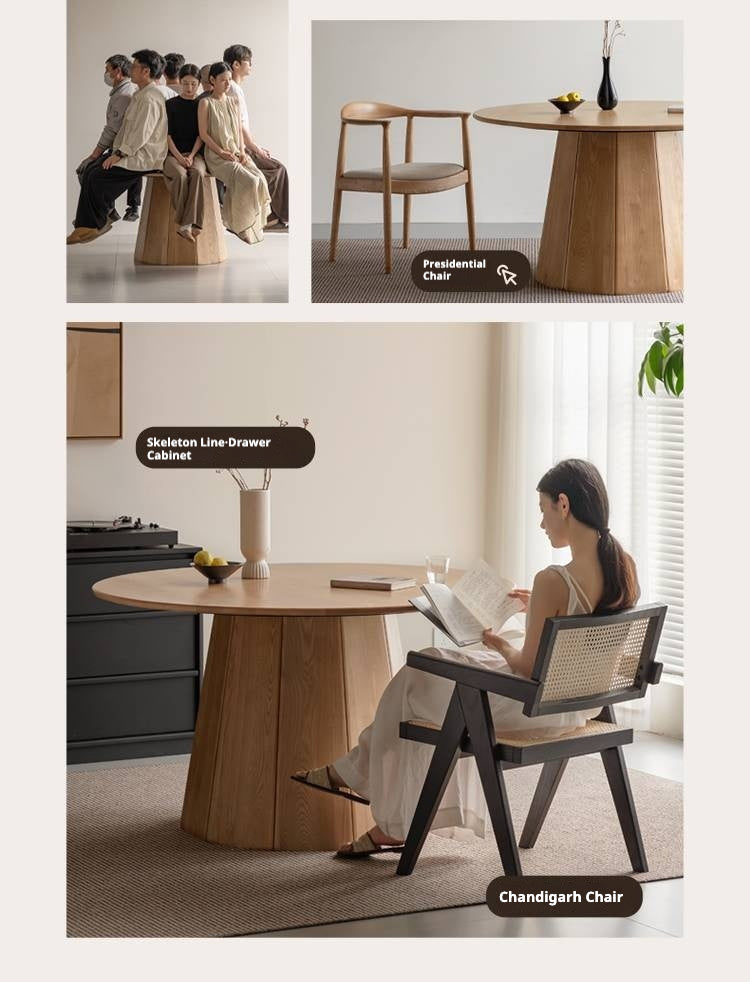 Ash Solid Wood Round Dining Table