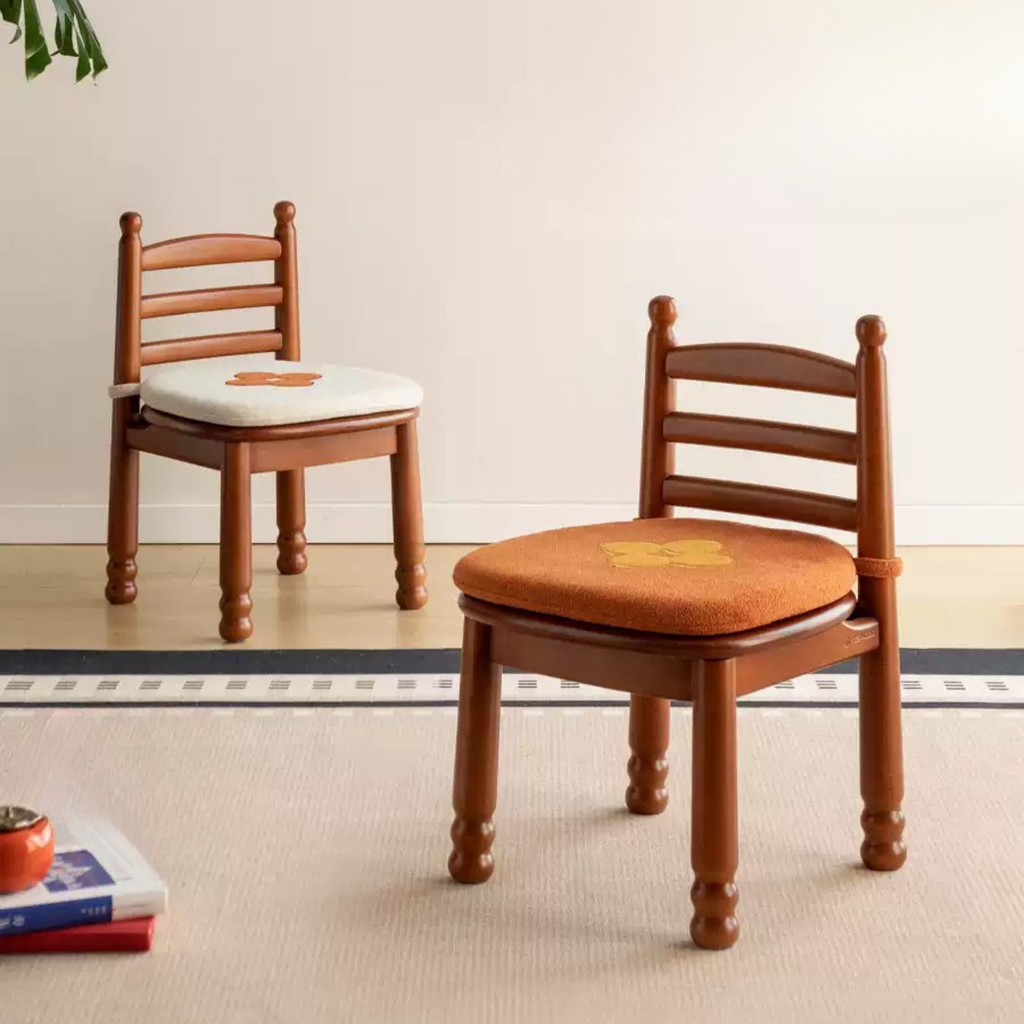 Beech Solid Wood Backrest Chair Medieval Style Soft Padded Chair