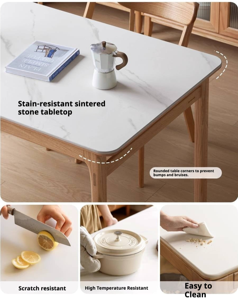 Oak Solid Wood Modern Rock Plate Dining Table