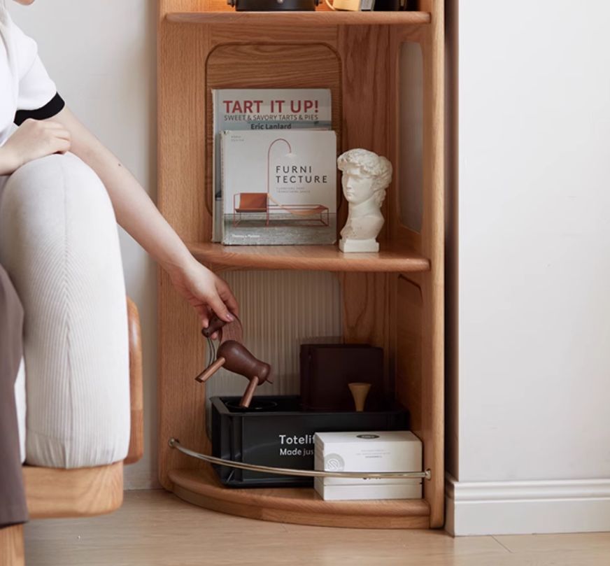 Oak Solid Wood Bookshelf Household Corner  Storage Rack