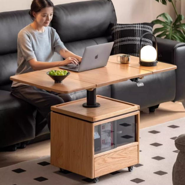 Oak Solid Wood Modern Elevating Folding Tea Table