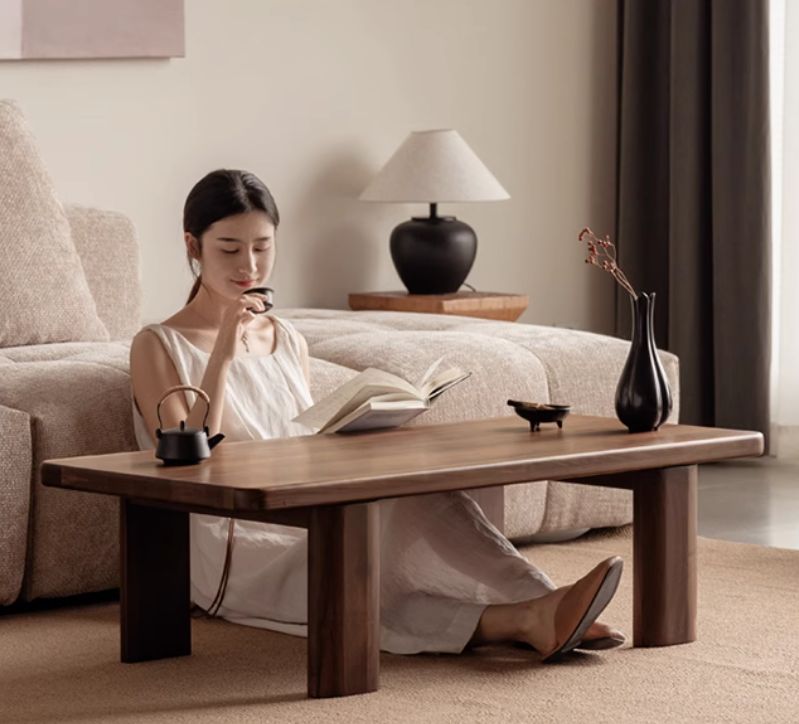 Black Walnut Solid Wood Wabi-Sabi Style Tea Table