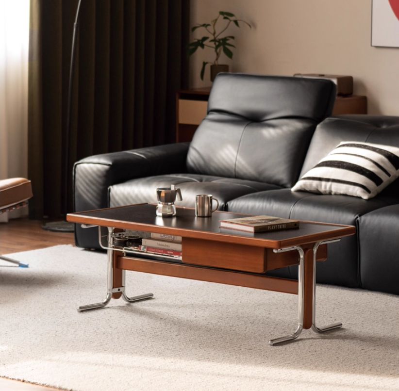 Poplar Solid Wood Ancient Style Rock Plate Tea Table