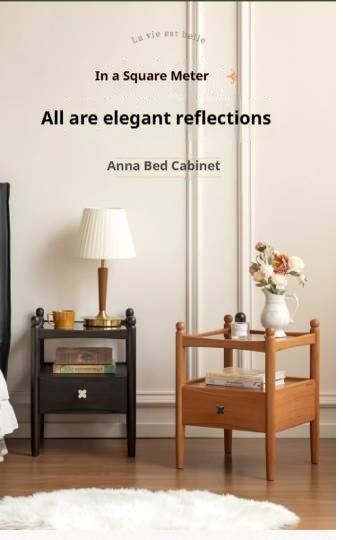 Cherry, Oak Solid Wood French Retro Nightstand