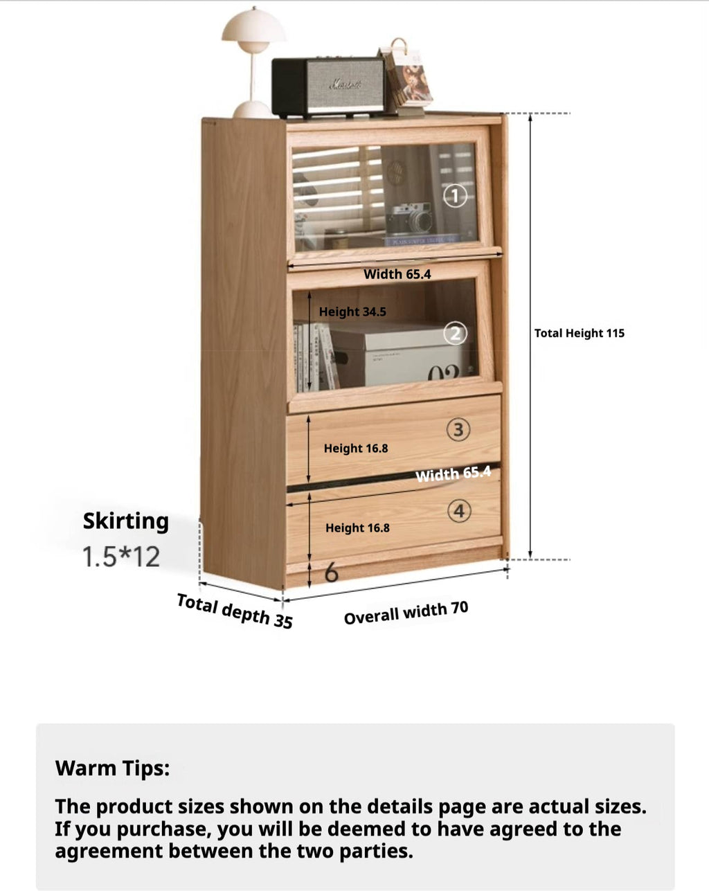 Ash Solid Wood Modern Side Cabinet