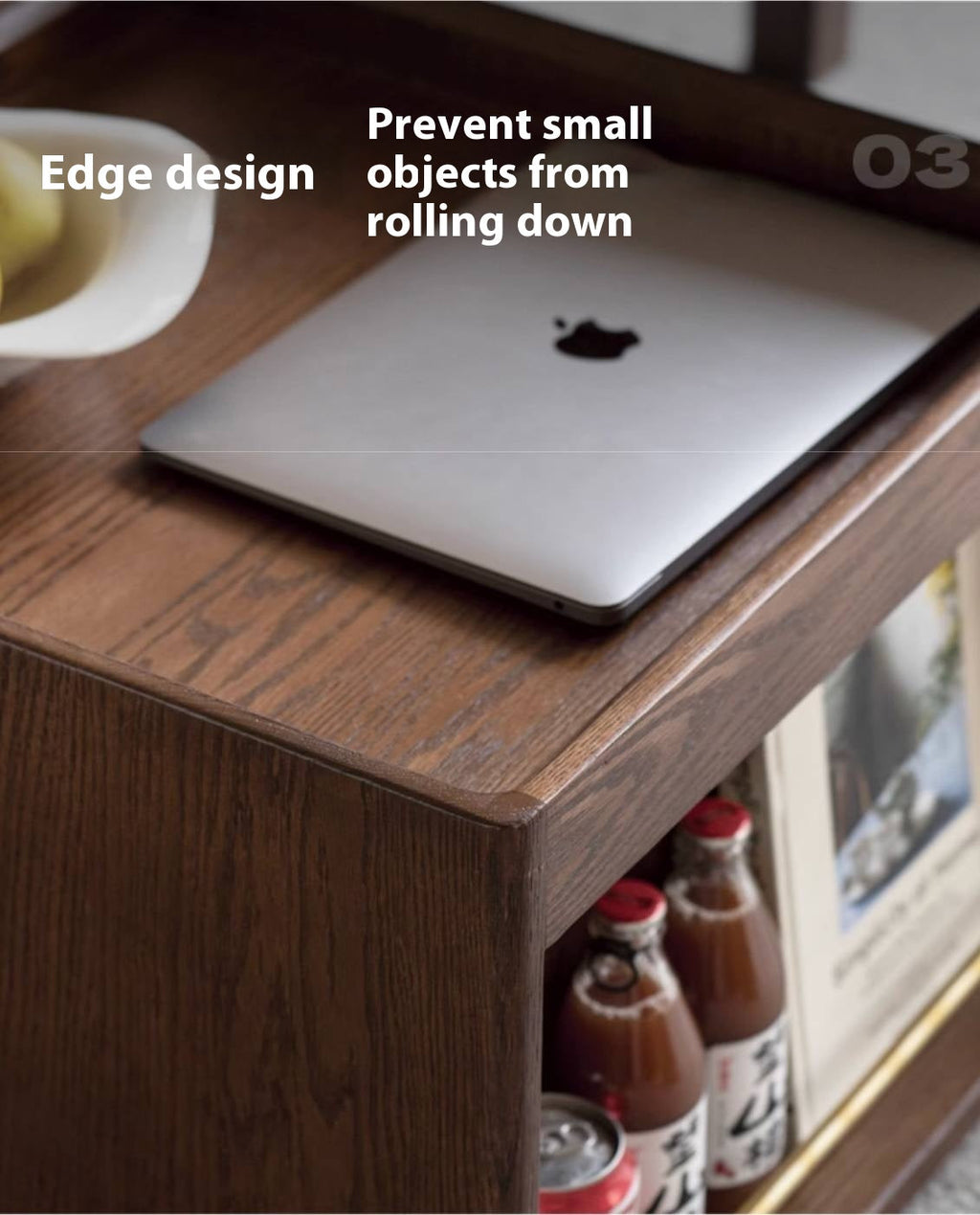 Oak, Black Walnut Solid Wood Modern Style Rock Plate Tea Table