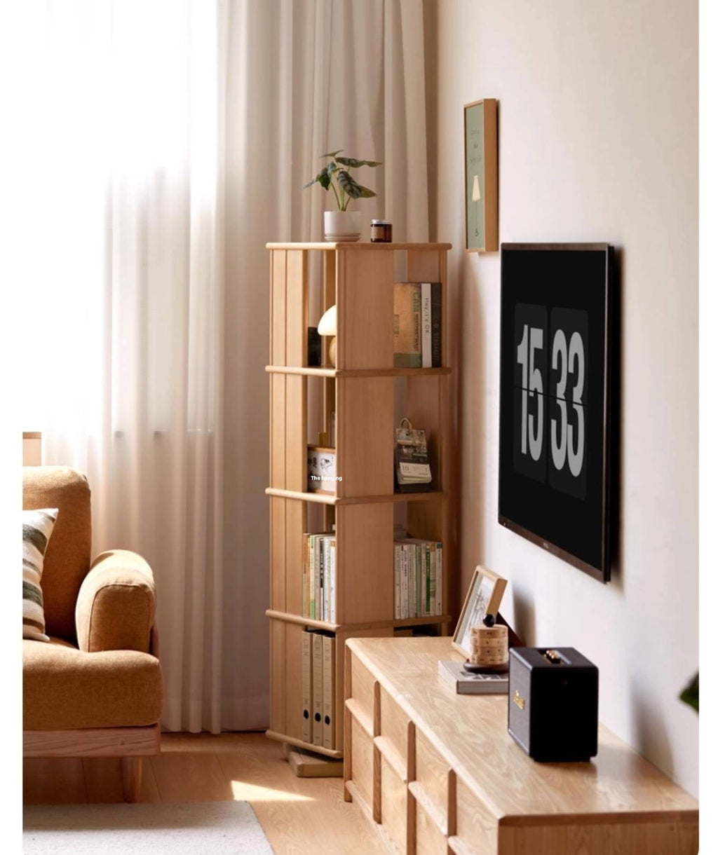 Beech Solid Wood Rotating Bookshelf