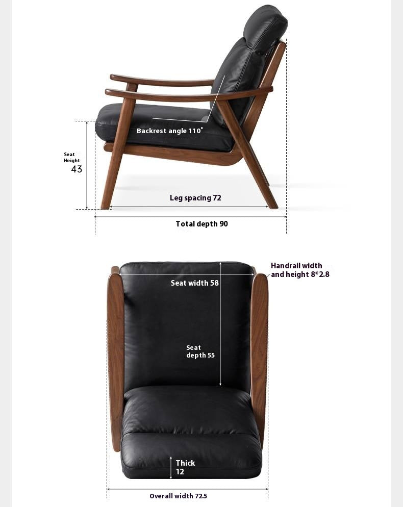 Ash, Black Walnut Solid Wood Armchair