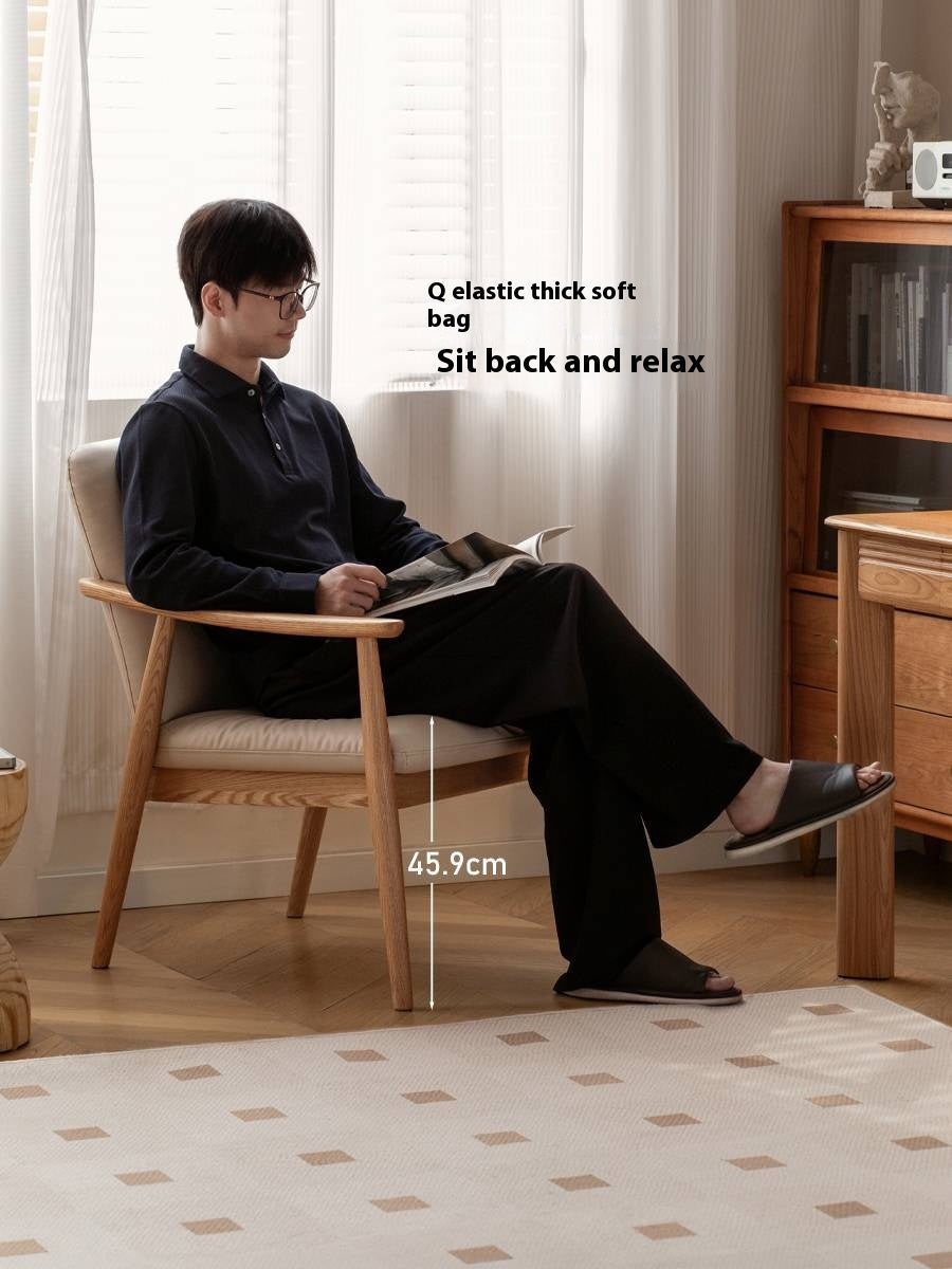 Oak Solid Wood Modern Minimalist Style Leisure Armchair