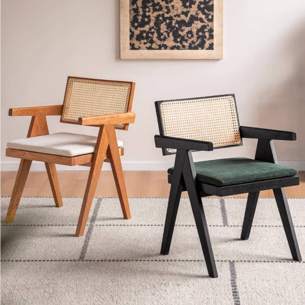 Oak Solid Wood Light Luxury Rattan Chair