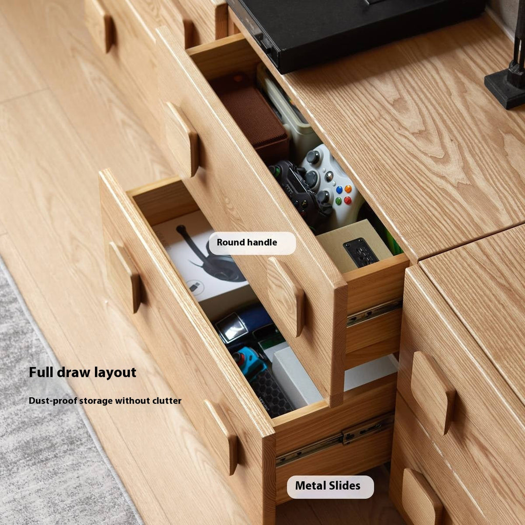 Ash Solid Wood Floor-Standing Module Combination TV Stand