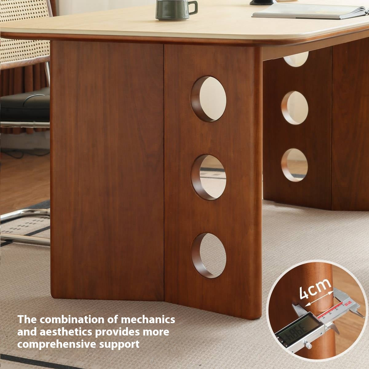 Poplar Solid Wood Medieval Style Rock Plate Dining Table