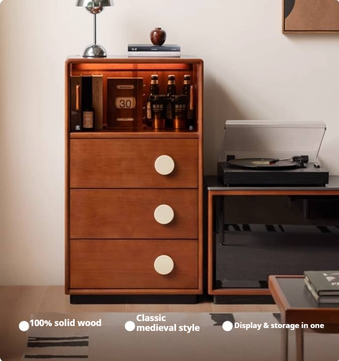 Poplar Solid Wood Antique Style Floor Side Cabinet