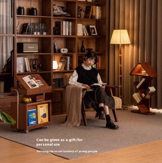 Poplar Solid Wood French Medieval Style Mobile Side Cabinet