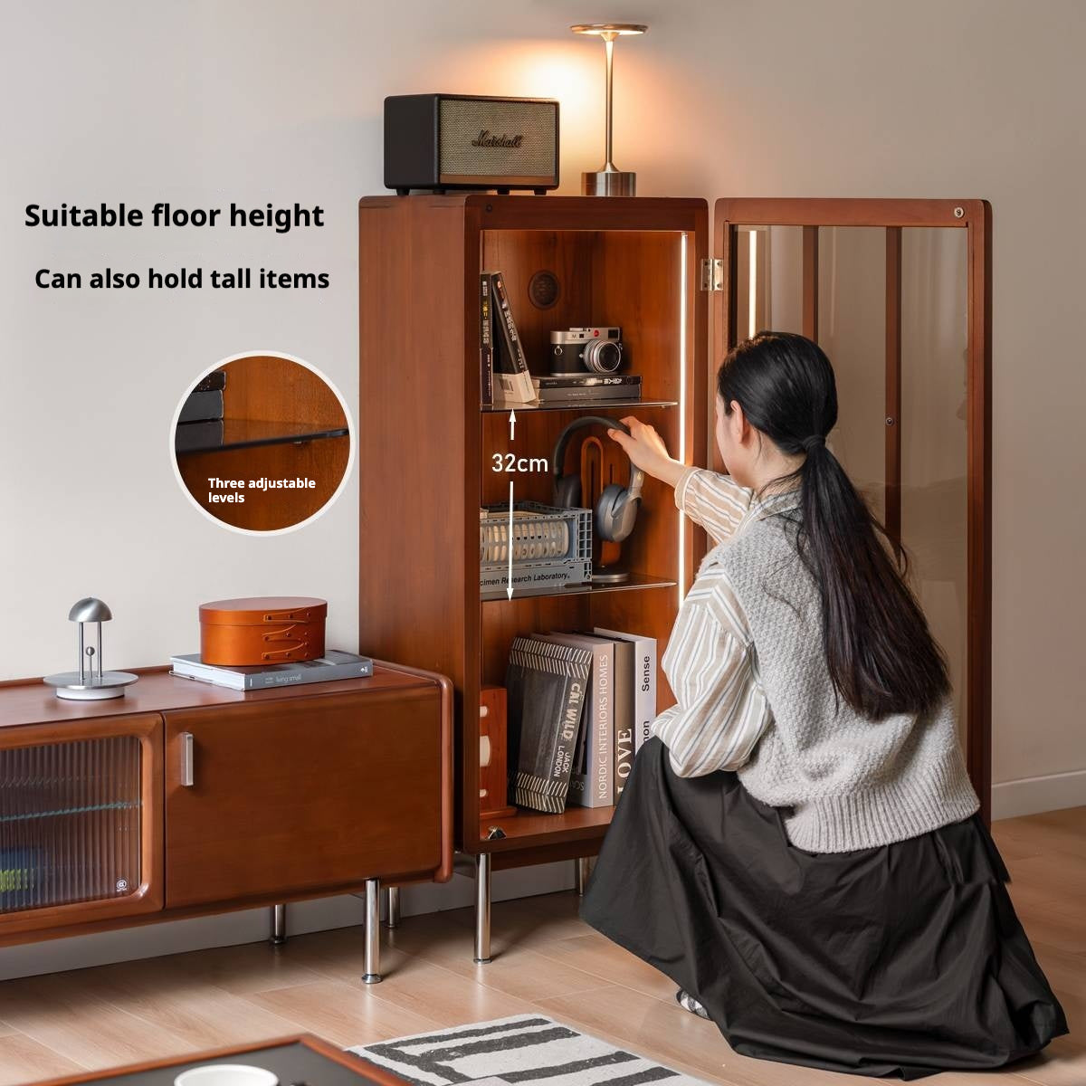 Poplar Solid Wood Bauhaus Style Side Cabinet