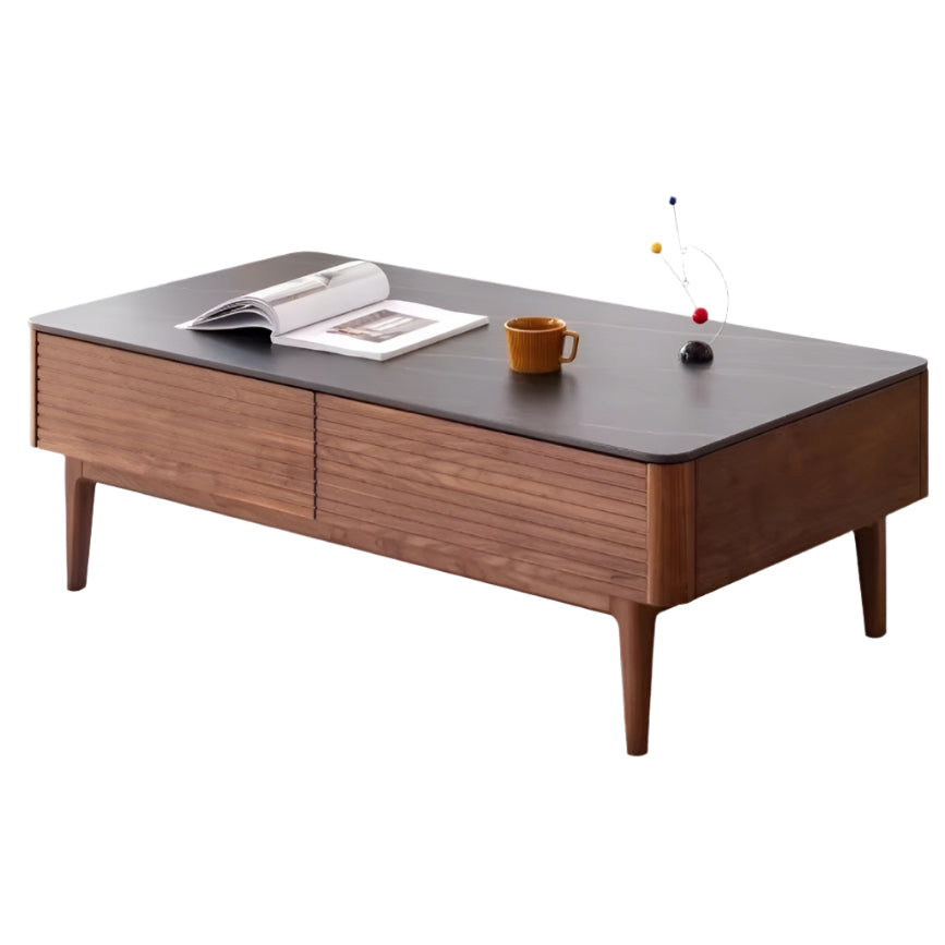 Sandalwood, Black Walnut Solid Wood Rock Plate Tea Table