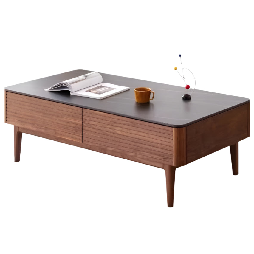 Sandalwood, Black Walnut Solid Wood Rock Plate Tea Table