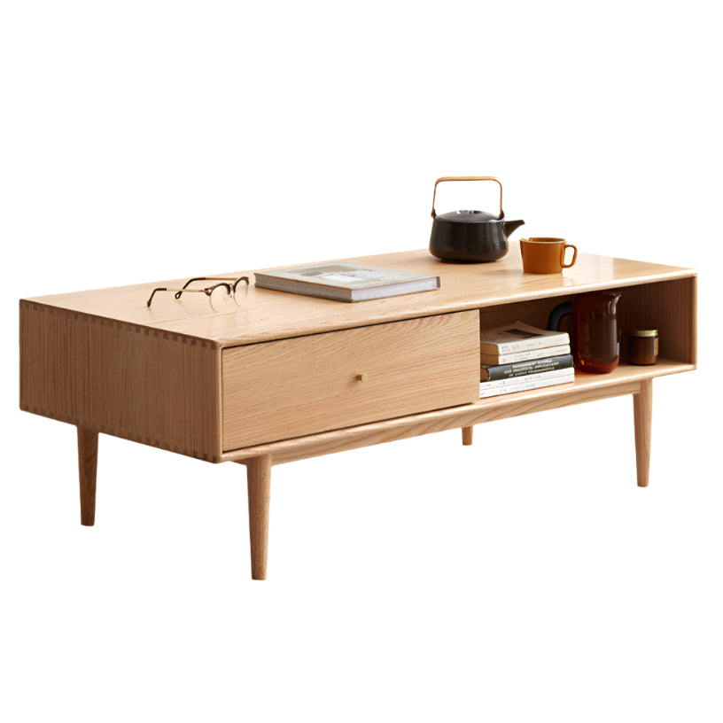 Oak Solid Wood Modern Style Rattan Tea Table