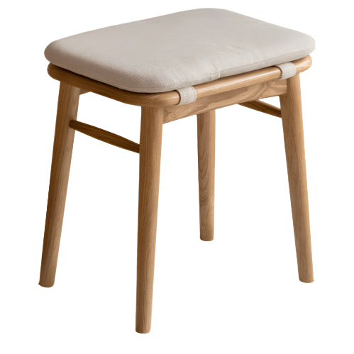 Ash Solid Wood Square Makeup Stool