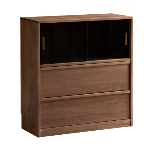 Black Walnut Solid Wood Light Luxury Style Bookcase Combination