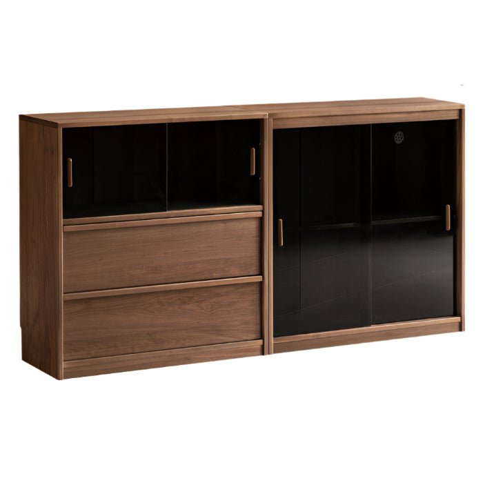 Black Walnut Solid Wood Light Luxury Style Bookcase Combination
