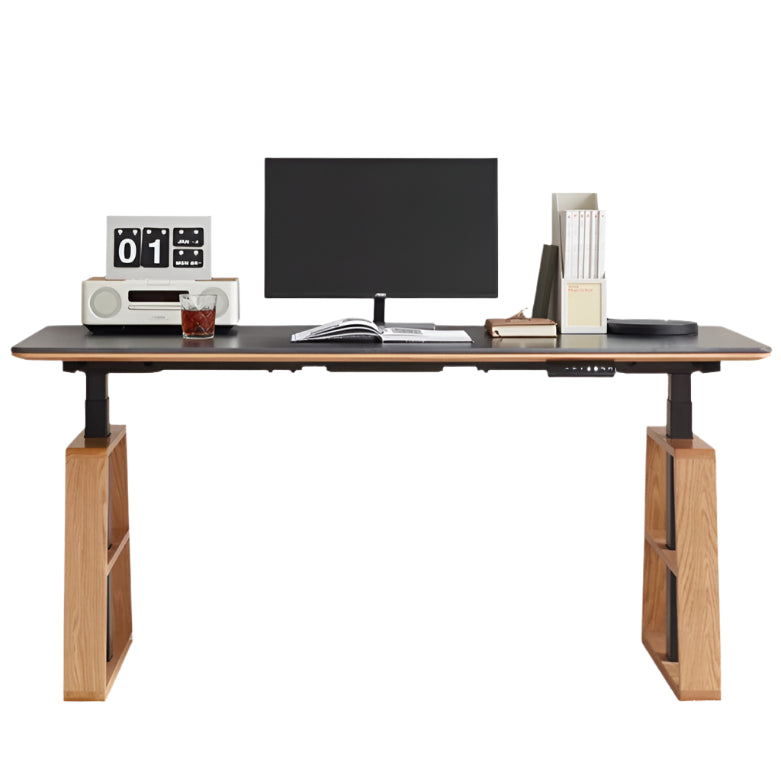 Oak Solid Wood Dual Electric Lifted Office Desk