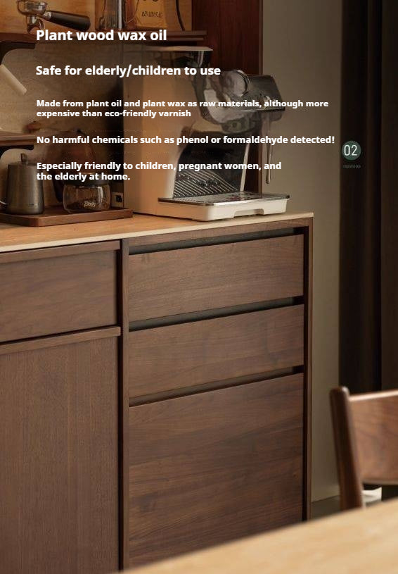 Black Walnut Solid Wood Dining Cabinet Antique Style Rock Board