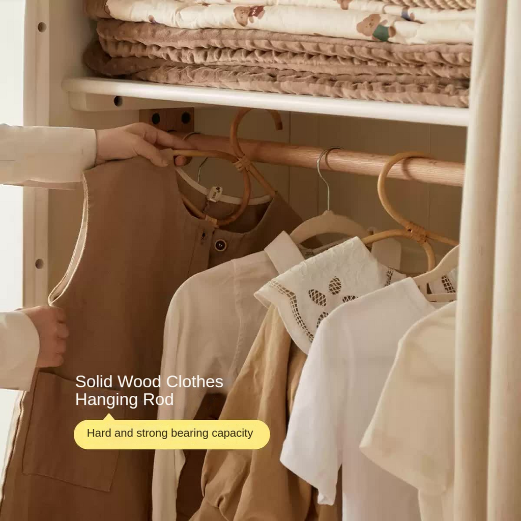 Solid Rubberwood Cream Style Children's Wardrobe