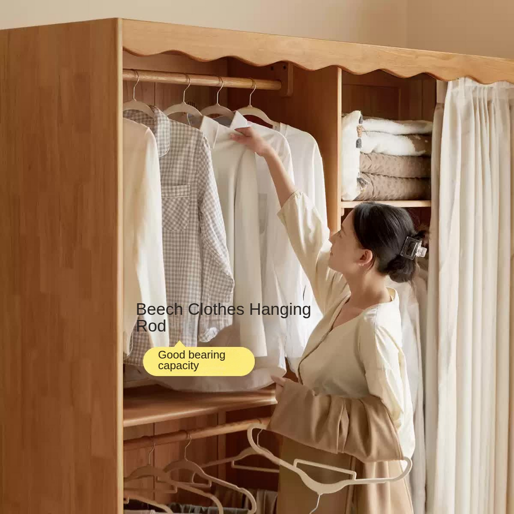 Solid Rubberwood Dustproof Layered Wardrobe