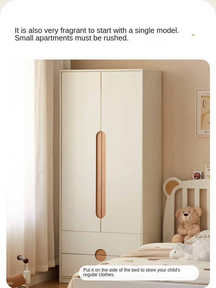 Solid Rubberwood, Beech Solid Wood Children's Wardrobe