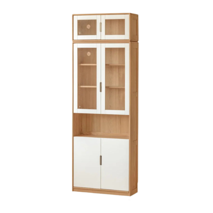 Oak Solid Wood Bookcase Storage Style Floor High