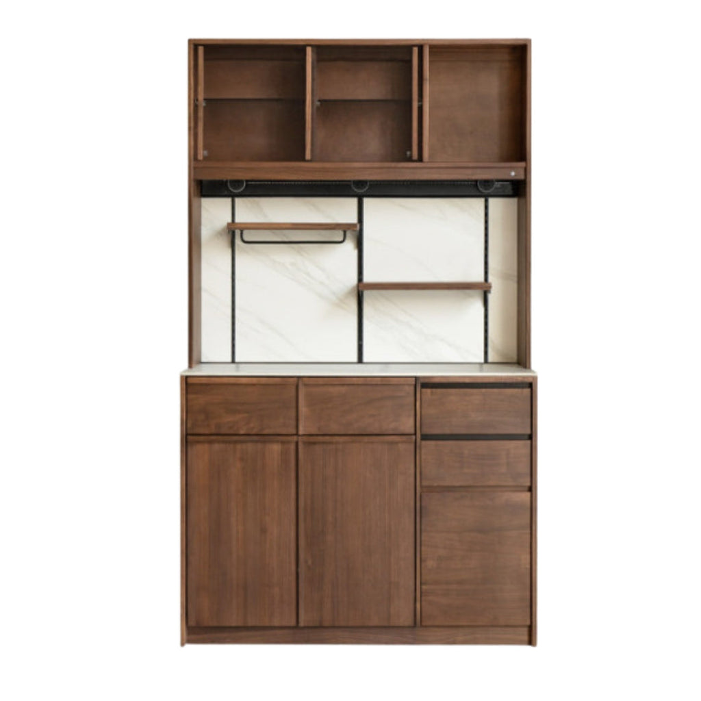 Black Walnut Solid Wood Dining Cabinet Antique Style Rock Board