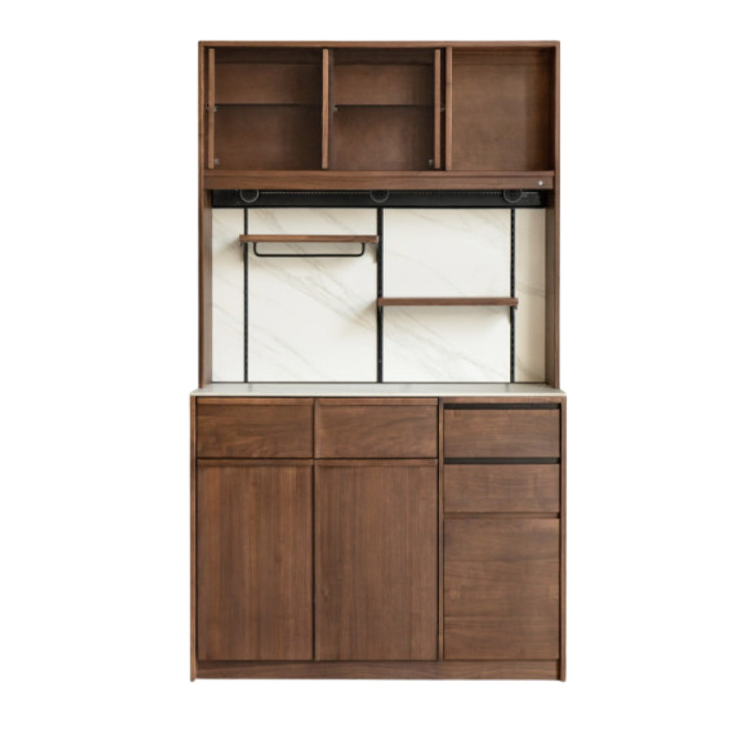 Black Walnut Solid Wood Dining Cabinet Antique Style Rock Board