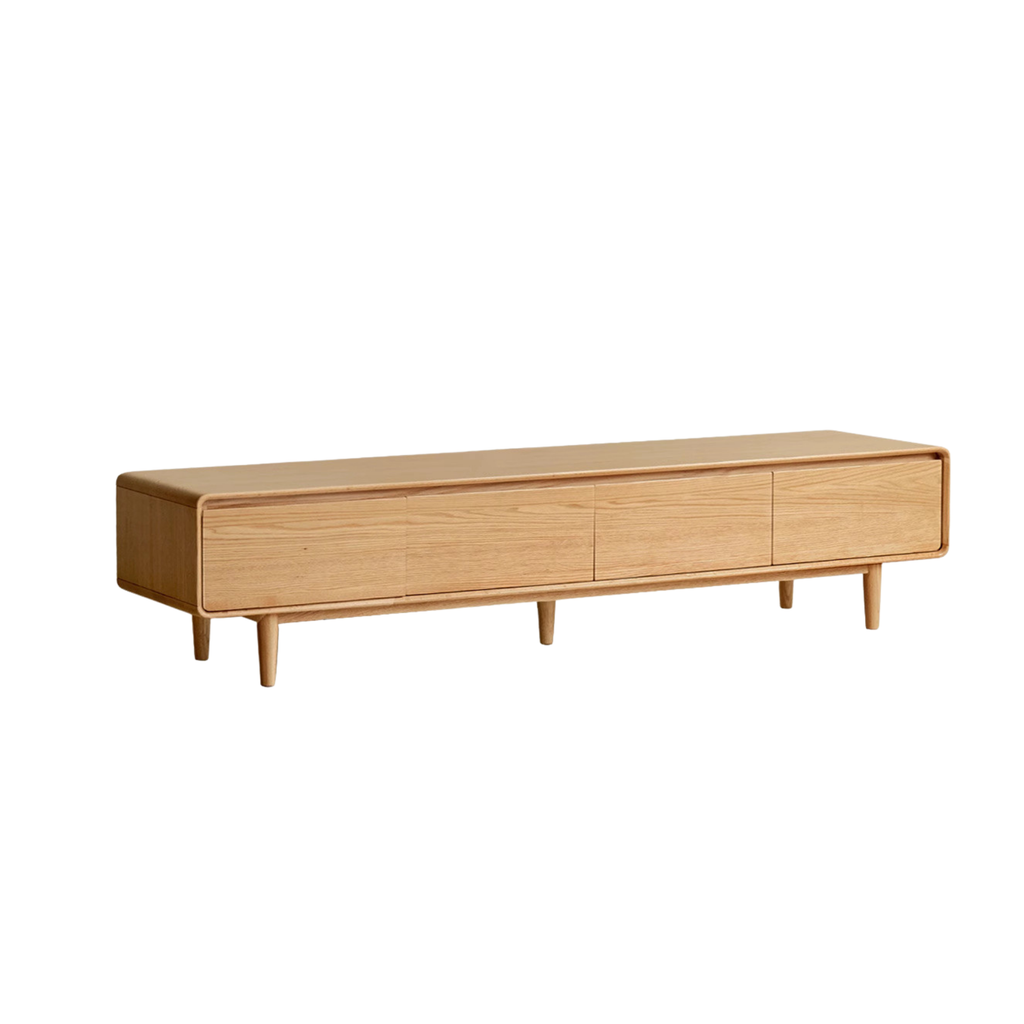 Solid Rubberwood, Oak Solid Wood Scandinavian TV Stand