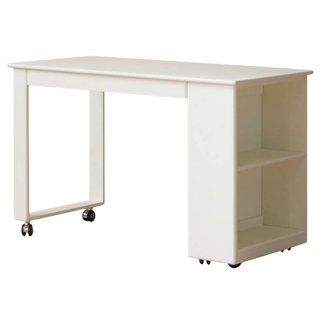 Beech Solid Wood Children's Desk with Pulleys Movable Storage