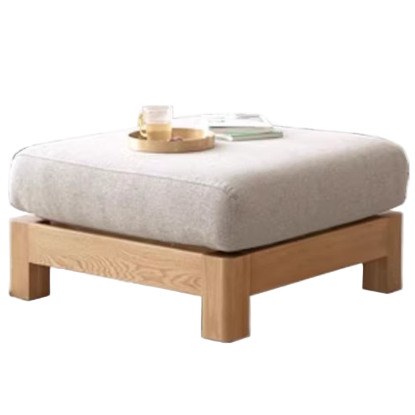 Ash, Oak, Black Walnut Solid Wood  Fabric Footstool-