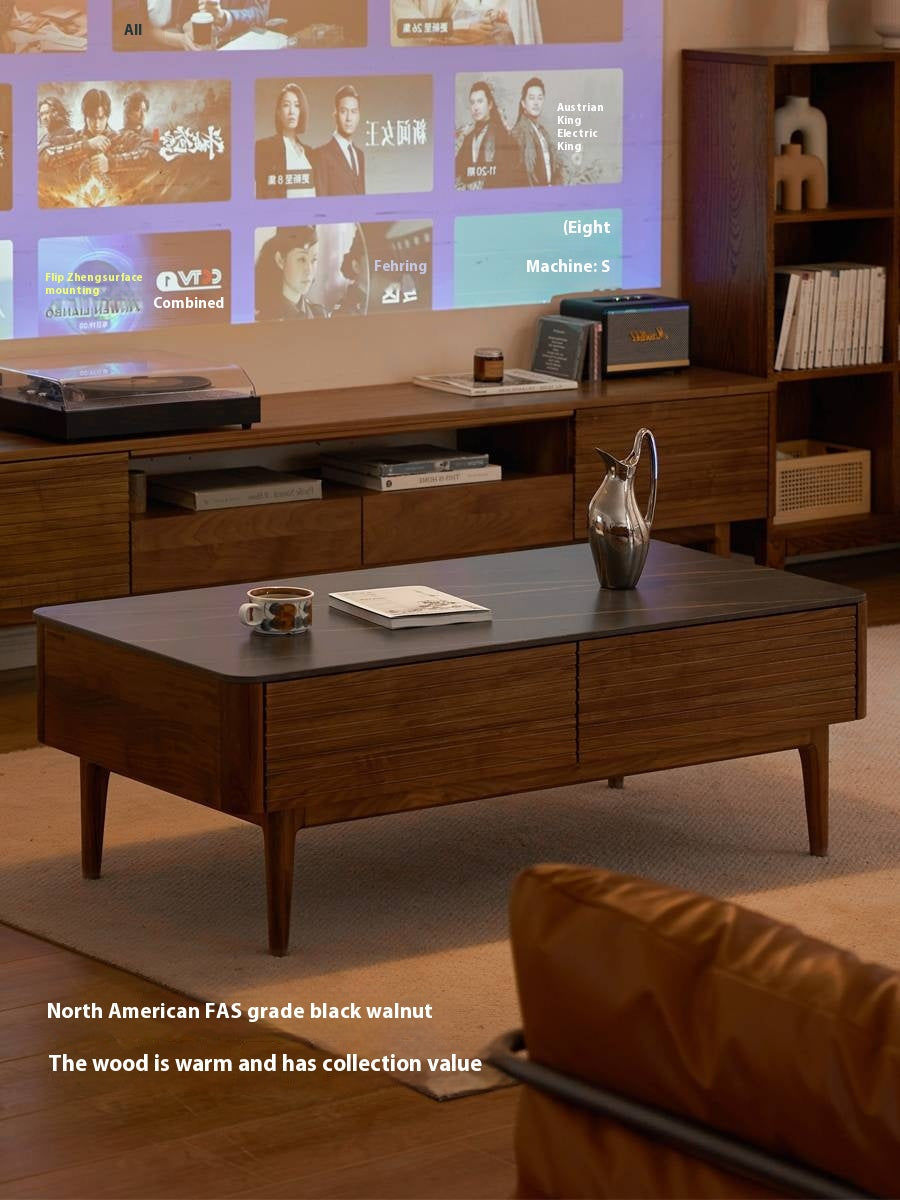 Sandalwood, Black Walnut Solid Wood Rock Plate Tea Table