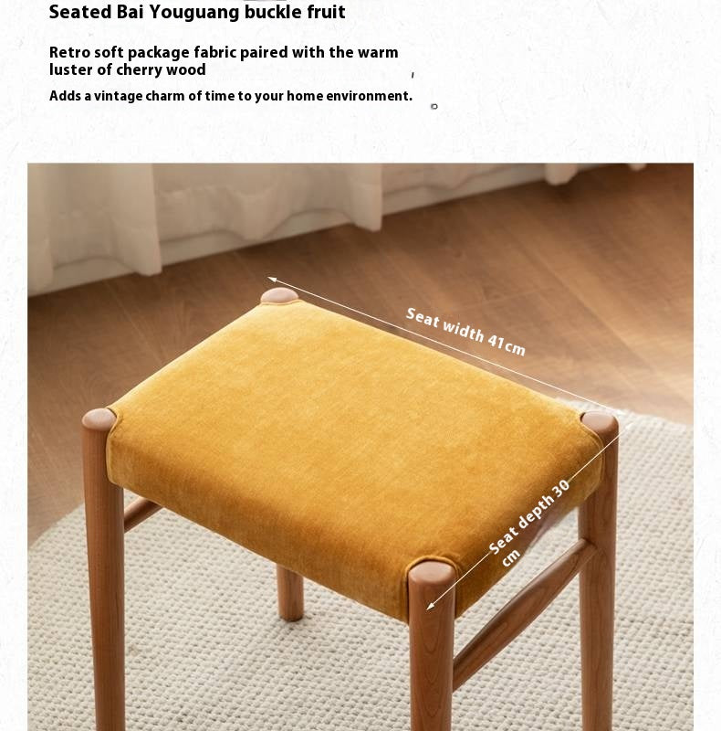 Cherry, Oak Solid Wood Retro Makeup Stool