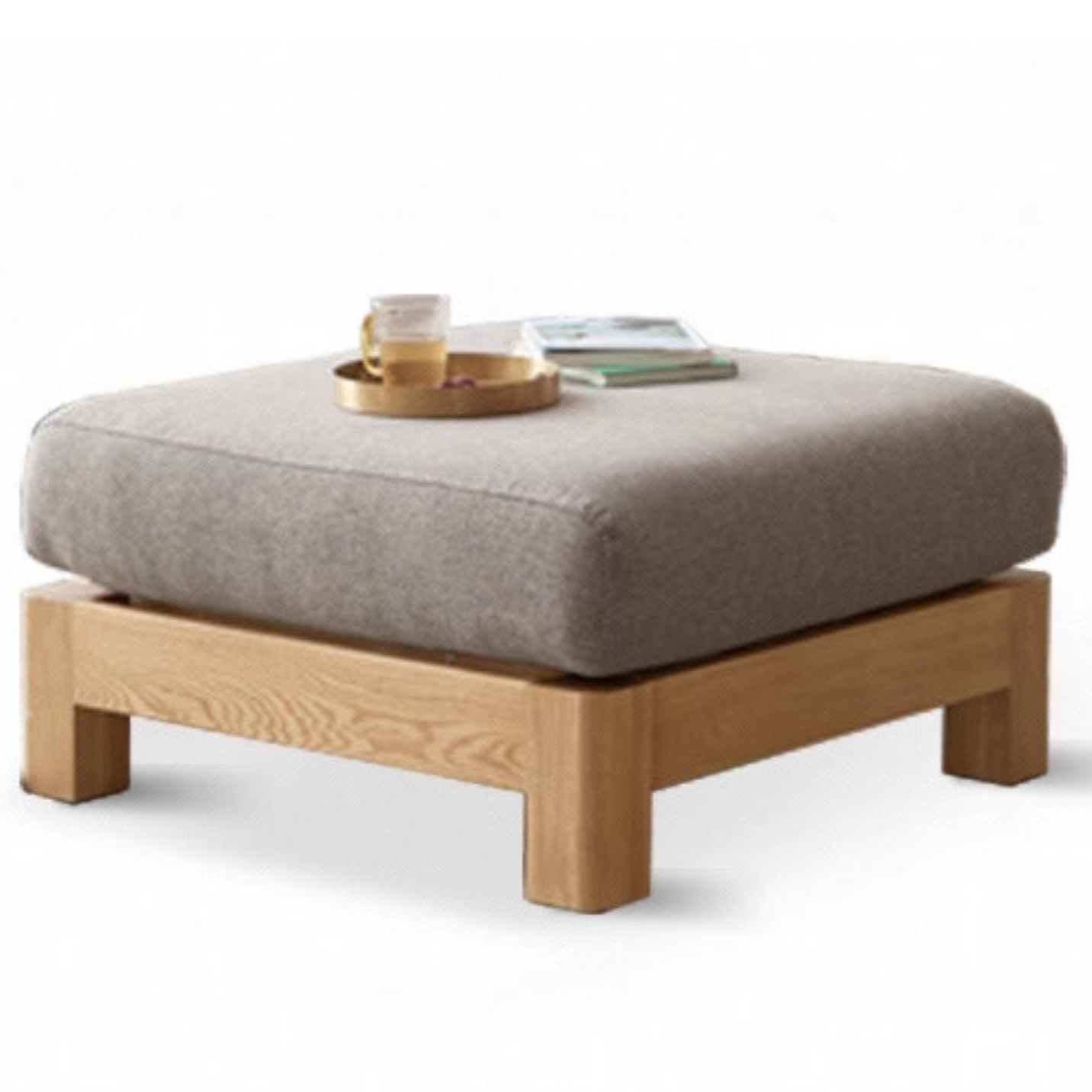 Ash, Oak, Black Walnut Solid Wood  Fabric Footstool-