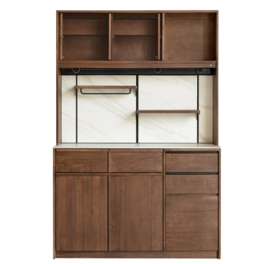 Black Walnut Solid Wood Dining Cabinet Antique Style Rock Board