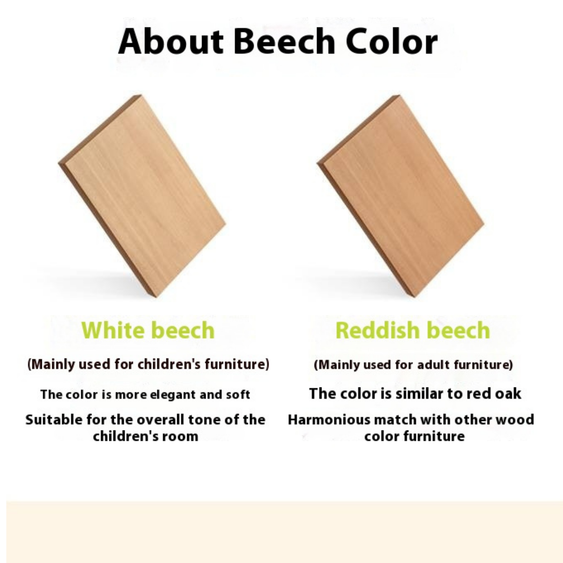 Beech Solid Wood Children's Desk with Pulleys Movable Storage