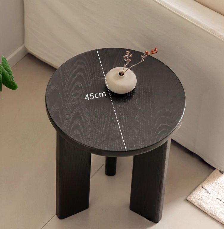 Ash Solid Wood Wabi-Sabi Style Round Side Table