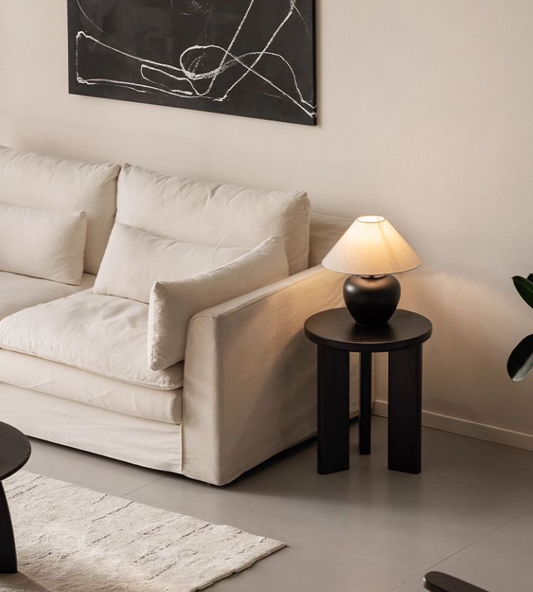 Ash Solid Wood Wabi-Sabi Style Round Side Table