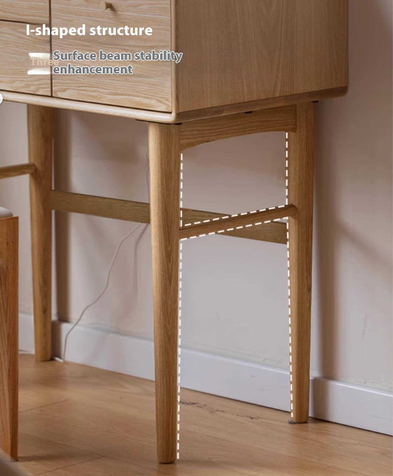 Ash Solid Wood Modern Style Dressing Table Multi Functional