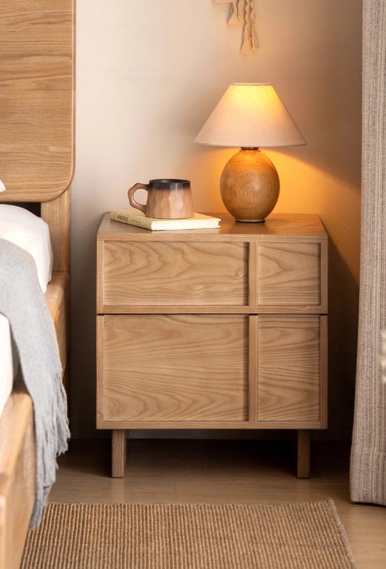 Ash Solid Wood Wabi-Sabi Style Nightstand